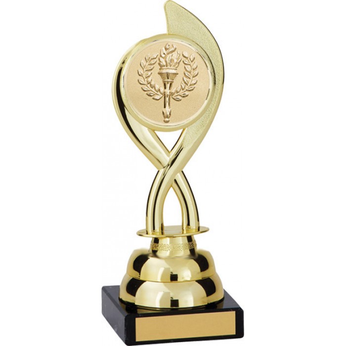  8'' SWIRL PLASTIC TROPHY - WITH CHOICE OF SPORTS CENTRE 